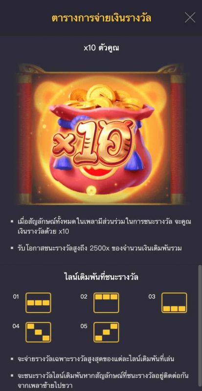 สัญลักษณ์ตัวคูณ 10 Fortune Tiger